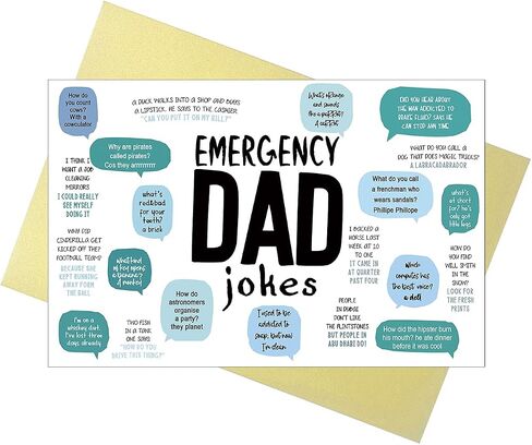 OJsensai Joke Fathers Day Card for Dad, Birthday Card for Dad, Emergency Extra Funny Joker Greeting Card for the Father's Day Gifts, Variety Joke Card for Father, Fathers Day Card from Daughter in Saudi Arabia