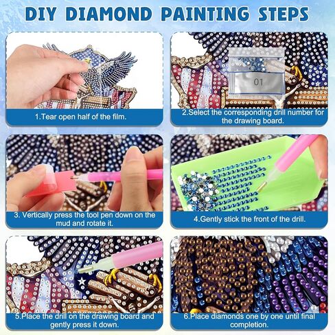 DOMROM 4th of July Diamond Art Hanging Kits for Adult, Diamond Painting Sunflower, Special Shaped Gem Art Suncatchers Ornament, Independence Day Home Window Wall Decor in Saudi Arabia