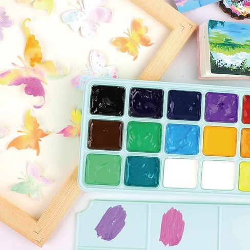 HIMI Gouache Paint Set Jelly Cup 18 Vibrant Colors Non Toxic Paints with Portable Case Palette for Artist Canvas Painting Watercolor Papers, Rich Pigment, 30ml/Cup in Saudi Arabia