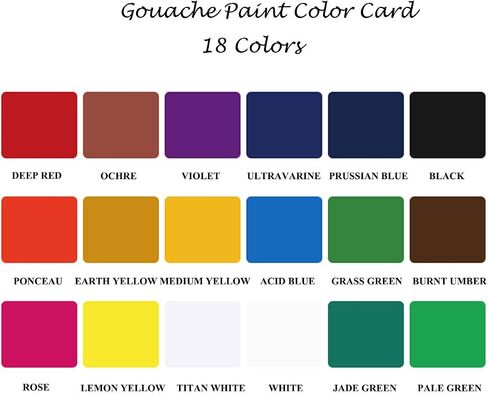HIMI Gouache Paint Set Jelly Cup 18 Vibrant Colors Non Toxic Paints with Portable Case Palette for Artist Canvas Painting Watercolor Papers, Rich Pigment, 30ml/Cup in Saudi Arabia