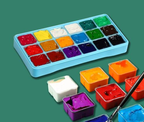 HIMI Gouache Paint Set Jelly Cup 18 Vibrant Colors Non Toxic Paints with Portable Case Palette for Artist Canvas Painting Watercolor Papers, Rich Pigment, 30ml/Cup in Saudi Arabia