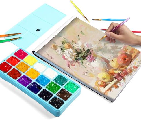 HIMI Gouache Paint Set Jelly Cup 18 Vibrant Colors Non Toxic Paints with Portable Case Palette for Artist Canvas Painting Watercolor Papers, Rich Pigment, 30ml/Cup in Saudi Arabia