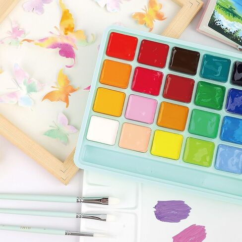 Himi Gouache Paint Cup Cup 18 ألوان نابضة بالحياة غير سامة مع لوحة الحالات المحمولة لفنان لوحة ألوان مائية ، أصباغ غنية ، 30 مل/كوب in Kuwait