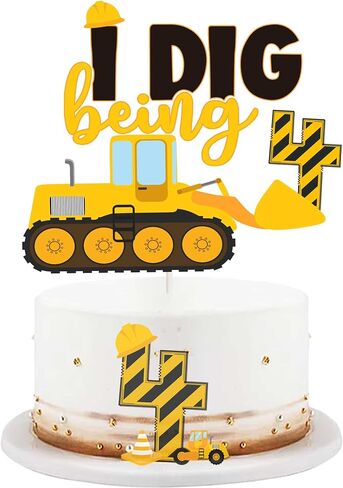 41 Pcs Construction 2nd Birthday Cupcake Topper Dump Truck Two Years Old Cake Topper Excavator Tractor Two Cake Food Picks Decorations for Construction Theme 2nd Birthday Party Cake Supplies in Kuwait