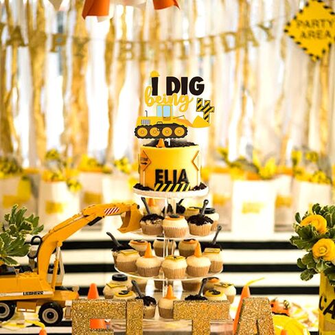 41 Pcs Construction 2nd Birthday Cupcake Topper Dump Truck Two Years Old Cake Topper Excavator Tractor Two Cake Food Picks Decorations for Construction Theme 2nd Birthday Party Cake Supplies in Kuwait