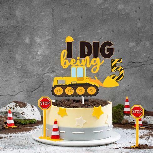 41 Pcs Construction 2nd Birthday Cupcake Topper Dump Truck Two Years Old Cake Topper Excavator Tractor Two Cake Food Picks Decorations for Construction Theme 2nd Birthday Party Cake Supplies in Kuwait