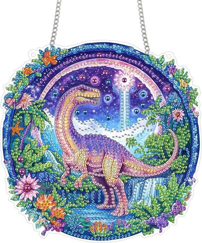 Yomiie Raccoon Animal Sun Catcher Window Hanging - DIY Double Sided Diamond Painting Pendant Kits for Adults, 5D Acrylic Diamonds Art Ornament for Indoor/Outdoor Garden Home Autumn Decor (8x8 inch) in Saudi Arabia