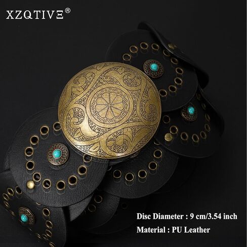 XZQTIVE Western Leather Belts for Woman Concho Cowgirl Cowboy Disc Belt for Ladies Wide Boho Country Waist Belts for Dress in Kuwait