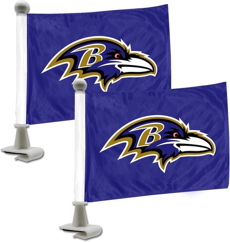 FANMATS 61865 Denver Broncos Ambassador Car Flags - 2 Pack Mini Auto Flags, 4in X 6in, Perfect for Hood or Trunk in Kuwait
