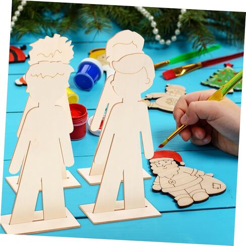 NUOBESTY 20pcs People Wooden Slices Wooden Human Cutouts Chips Blank People Cutouts Labels Fragments Human Crafts in Kuwait