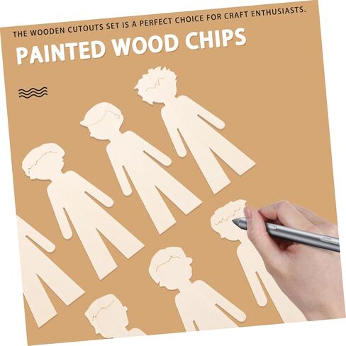 NUOBESTY 20pcs People Wooden Slices Wooden Human Cutouts Chips Blank People Cutouts Labels Fragments Human Crafts in Kuwait