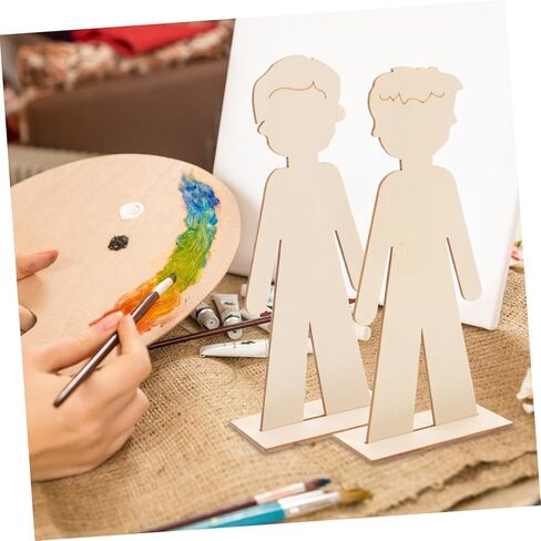 NUOBESTY 20pcs People Wooden Slices Wooden Human Cutouts Chips Blank People Cutouts Labels Fragments Human Crafts in Kuwait