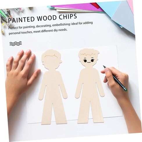 NUOBESTY 20pcs People Wooden Slices Wooden Human Cutouts Chips Blank People Cutouts Labels Fragments Human Crafts in Kuwait