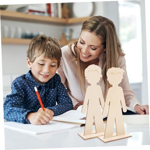 NUOBESTY 20pcs People Wooden Slices Wooden Human Cutouts Chips Blank People Cutouts Labels Fragments Human Crafts in Kuwait