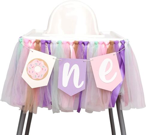 Donut High Chair Banner - Donut Grow Up Highchair Banner, Sweet One Birthday Party Decorations for First Birthday Party, Anniversary, Cake Smash, Photo Props... in Saudi Arabia