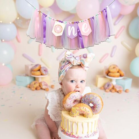 Donut High Chair Banner - Donut Grow Up Highchair Banner, Sweet One Birthday Party Decorations for First Birthday Party, Anniversary, Cake Smash, Photo Props... in Saudi Arabia