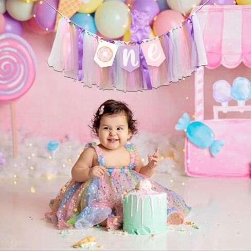 Donut High Chair Banner - Donut Grow Up Highchair Banner, Sweet One Birthday Party Decorations for First Birthday Party, Anniversary, Cake Smash, Photo Props... in Saudi Arabia