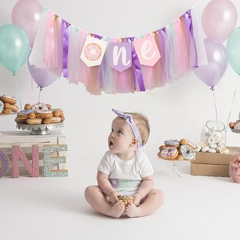 Donut High Chair Banner - Donut Grow Up Highchair Banner, Sweet One Birthday Party Decorations for First Birthday Party, Anniversary, Cake Smash, Photo Props... in Saudi Arabia