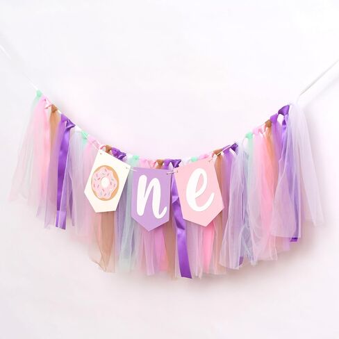 Donut High Chair Banner - Donut Grow Up Highchair Banner, Sweet One Birthday Party Decorations for First Birthday Party, Anniversary, Cake Smash, Photo Props... in Saudi Arabia