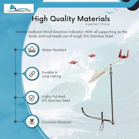 MARINE CITY 316 Grade Stainless Steel Sailboat Masthead Wind Direction Indicator Marine Hardware Accessories 14-1/2 Inches for Boats – Yachts – Kayaks – Marines (Pack of 1) in Kuwait