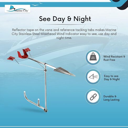 MARINE CITY 316 Grade Stainless Steel Sailboat Masthead Wind Direction Indicator Marine Hardware Accessories 14-1/2 Inches for Boats – Yachts – Kayaks – Marines (Pack of 1) in Kuwait
