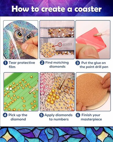 8 PCS Diamond Art Painting Coaster Kit ، DIY Small Gem Miamond Art Kits for البالغين من النساء المبتدئات للأطفال ، وأدوات Diamond Dotz لمستلزمات فنية غير قسيمة (حيوان) (حيوان) in Kuwait