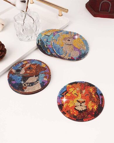 8 PCS Diamond Art Painting Coaster Kit ، DIY Small Gem Miamond Art Kits for البالغين من النساء المبتدئات للأطفال ، وأدوات Diamond Dotz لمستلزمات فنية غير قسيمة (حيوان) (حيوان) in Kuwait