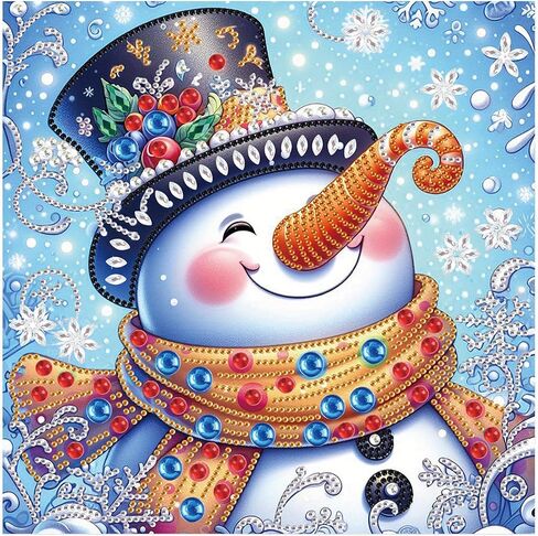 Tontut Diamond Painting Kit for Adult Beginners, Smiling Hat Snowman 5D Special Diamond DIY Crystal Rhinestone Crafts for Home Wall Decoration in Kuwait