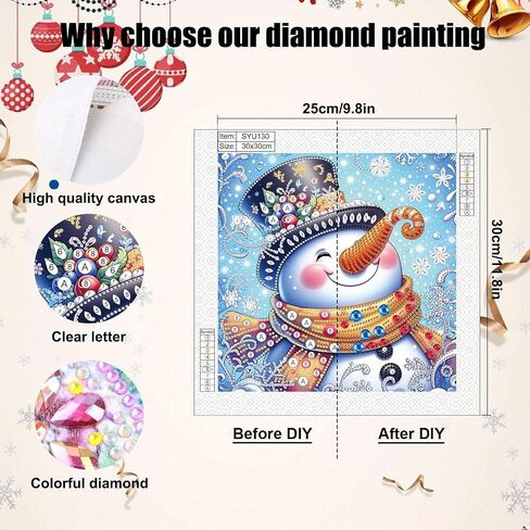 Tontut Diamond Painting Kit for Adult Beginners, Smiling Hat Snowman 5D Special Diamond DIY Crystal Rhinestone Crafts for Home Wall Decoration in Kuwait