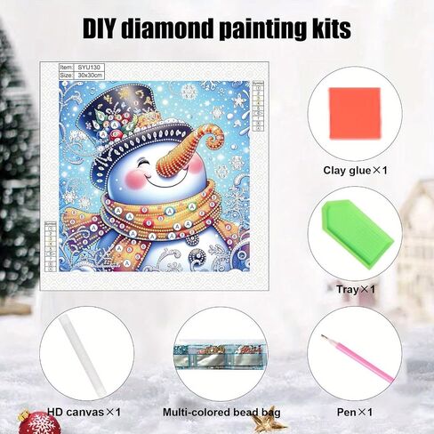 Tontut Diamond Painting Kit for Adult Beginners, Smiling Hat Snowman 5D Special Diamond DIY Crystal Rhinestone Crafts for Home Wall Decoration in Kuwait