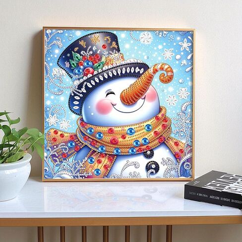 Tontut Diamond Painting Kit for Adult Beginners, Smiling Hat Snowman 5D Special Diamond DIY Crystal Rhinestone Crafts for Home Wall Decoration in Kuwait