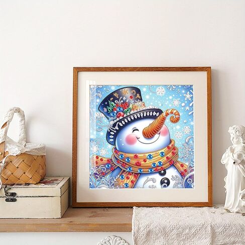 Tontut Diamond Painting Kit for Adult Beginners, Smiling Hat Snowman 5D Special Diamond DIY Crystal Rhinestone Crafts for Home Wall Decoration in Kuwait