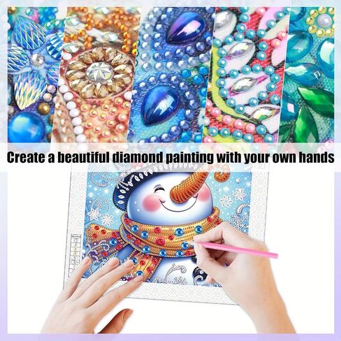 Tontut Diamond Painting Kit for Adult Beginners, Smiling Hat Snowman 5D Special Diamond DIY Crystal Rhinestone Crafts for Home Wall Decoration in Kuwait