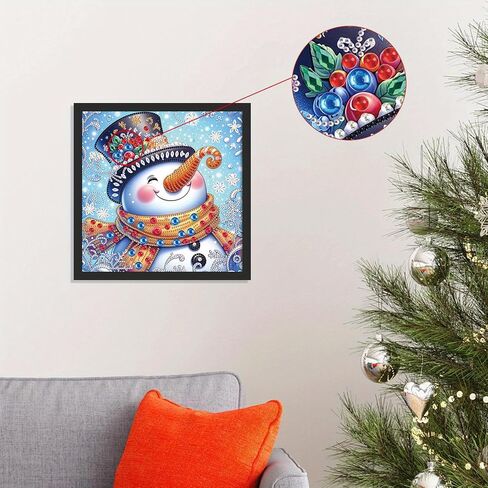 Tontut Diamond Painting Kit for Adult Beginners, Smiling Hat Snowman 5D Special Diamond DIY Crystal Rhinestone Crafts for Home Wall Decoration in Kuwait