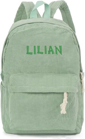 MT WORLD Kids Corduroy Backpack Personalized Toddler Backpacks for Boys - Custom Green Toddler Bookbag with Embroidered Name - Infant Daycare Bag for School Travel - Fit for Folder in Saudi Arabia