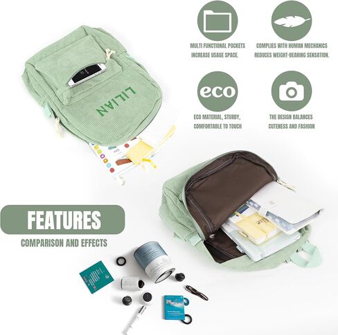 MT WORLD Kids Corduroy Backpack Personalized Toddler Backpacks for Boys - Custom Green Toddler Bookbag with Embroidered Name - Infant Daycare Bag for School Travel - Fit for Folder in Saudi Arabia