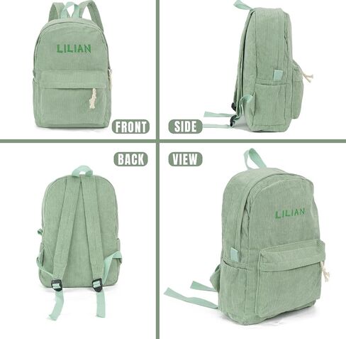 MT WORLD Kids Corduroy Backpack Personalized Toddler Backpacks for Boys - Custom Green Toddler Bookbag with Embroidered Name - Infant Daycare Bag for School Travel - Fit for Folder in Saudi Arabia