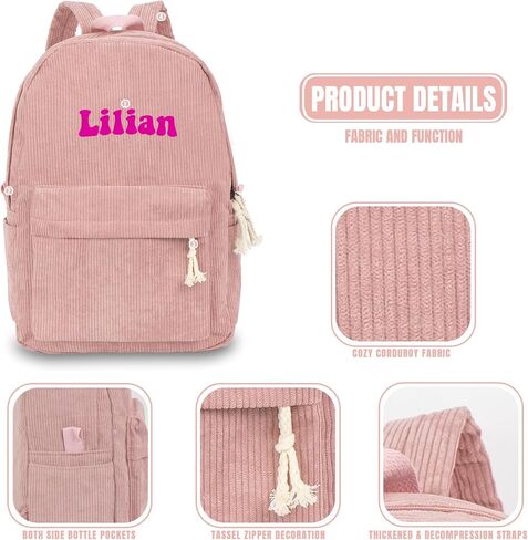 MT WORLD Kids Corduroy Backpack Personalized Toddler Backpacks for Boys - Custom Green Toddler Bookbag with Embroidered Name - Infant Daycare Bag for School Travel - Fit for Folder in Saudi Arabia