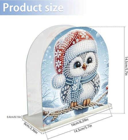 Diamond Art Painting Napkin Holder, Christmas Owl Clear Acrylic Table Napkin Holder, Modern Kitchen Napkin Cocktail Vertical Napkin Holder for Dining Room Table, Bar, Bathroom in Kuwait