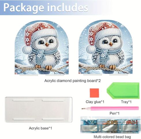 Diamond Art Painting Napkin Holder, Christmas Owl Clear Acrylic Table Napkin Holder, Modern Kitchen Napkin Cocktail Vertical Napkin Holder for Dining Room Table, Bar, Bathroom in Kuwait