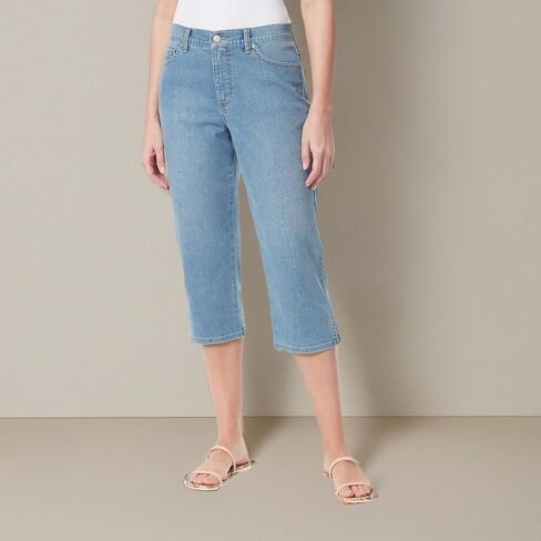 Gloria Vanderbilt Women's Amanda Capri Jean, Jade Breeze-Rivets, 14 Petite in Saudi Arabia