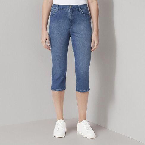 Gloria Vanderbilt Women's Amanda Capri Jean, Jade Breeze-Rivets, 14 Petite in Saudi Arabia