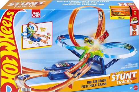 مجموعة مسار السيارات Hot Wheels ، تحطم طائرة في الهواء المسار مع 1:64 Die-Cast Toy Car ، معززة الآلية للتقزم والسباق بدون توقف in Saudi Arabia