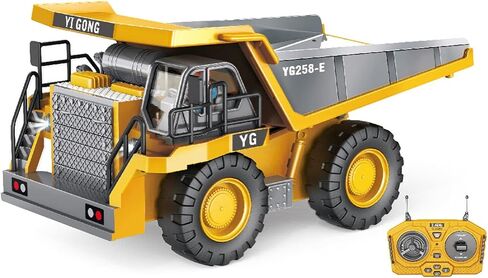 RC Construction Truck, 2.4G High Tech 11 Channels RC Excavator Dump Trucks Bulldozer Alloy Plastic Engineering Vehicle Electronic Toys for Boy Gifts (Color : Black Excavator, Size : 1 Battery in Saudi Arabia