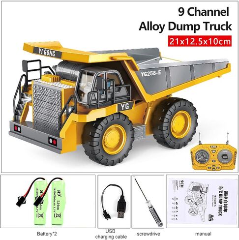 RC Construction Truck, 2.4G High Tech 11 Channels RC Excavator Dump Trucks Bulldozer Alloy Plastic Engineering Vehicle Electronic Toys for Boy Gifts (Color : Black Excavator, Size : 1 Battery in Saudi Arabia