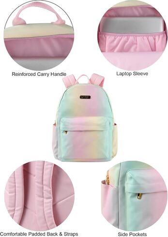 Jessica Simpson Women’s Designer Laptop Backpack with Side Pockets, Padded Straps | Classic Modern Backpack for Women (Ombre Rainbow), Large in Saudi Arabia