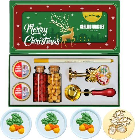 طقم ختم الختم الشمع عيد الميلاد ، Atopbb Santa Claus Northpole Seal Seal Seal Kit مع صندوق هدايا عيد الميلاد ، مجموعة ختم الشمع مع 2 زجاجة شمع ، ملعقة الشمع ، قلم ختم الشمع (1A) in Kuwait