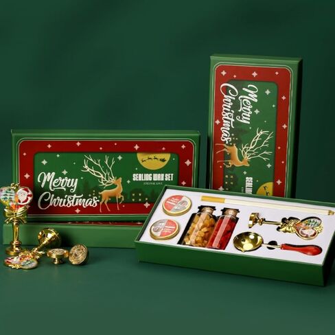 طقم ختم الختم الشمع عيد الميلاد ، Atopbb Santa Claus Northpole Seal Seal Seal Kit مع صندوق هدايا عيد الميلاد ، مجموعة ختم الشمع مع 2 زجاجة شمع ، ملعقة الشمع ، قلم ختم الشمع (1A) in Kuwait