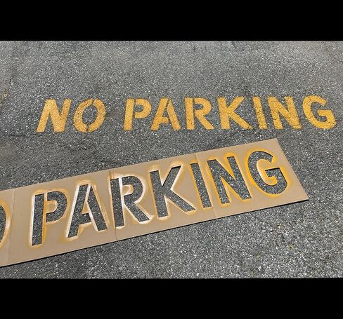APS 12" NO Parking Stencils for Lots, Curbs, Garages | Reusable Lot Stencils for Pavement Markings | All Surface Parking Stencil | Made in USA with Recycled Cardboard in Saudi Arabia