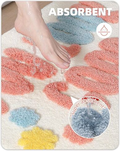 Color&Geometry Peachy Clean Bath Mat: Cute & Funny Bathroom Rugs - Non Slip & Machine Washable & Absorbent Bathmat - Apartment Decor Aesthetic - 24" X 36" in Saudi Arabia